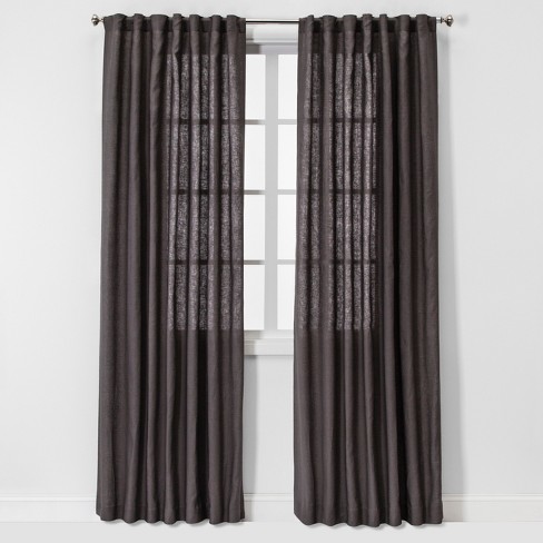 95 X54 Light Filtering Linen Window Curtain Panel Brown Dark Gray Threshold Target