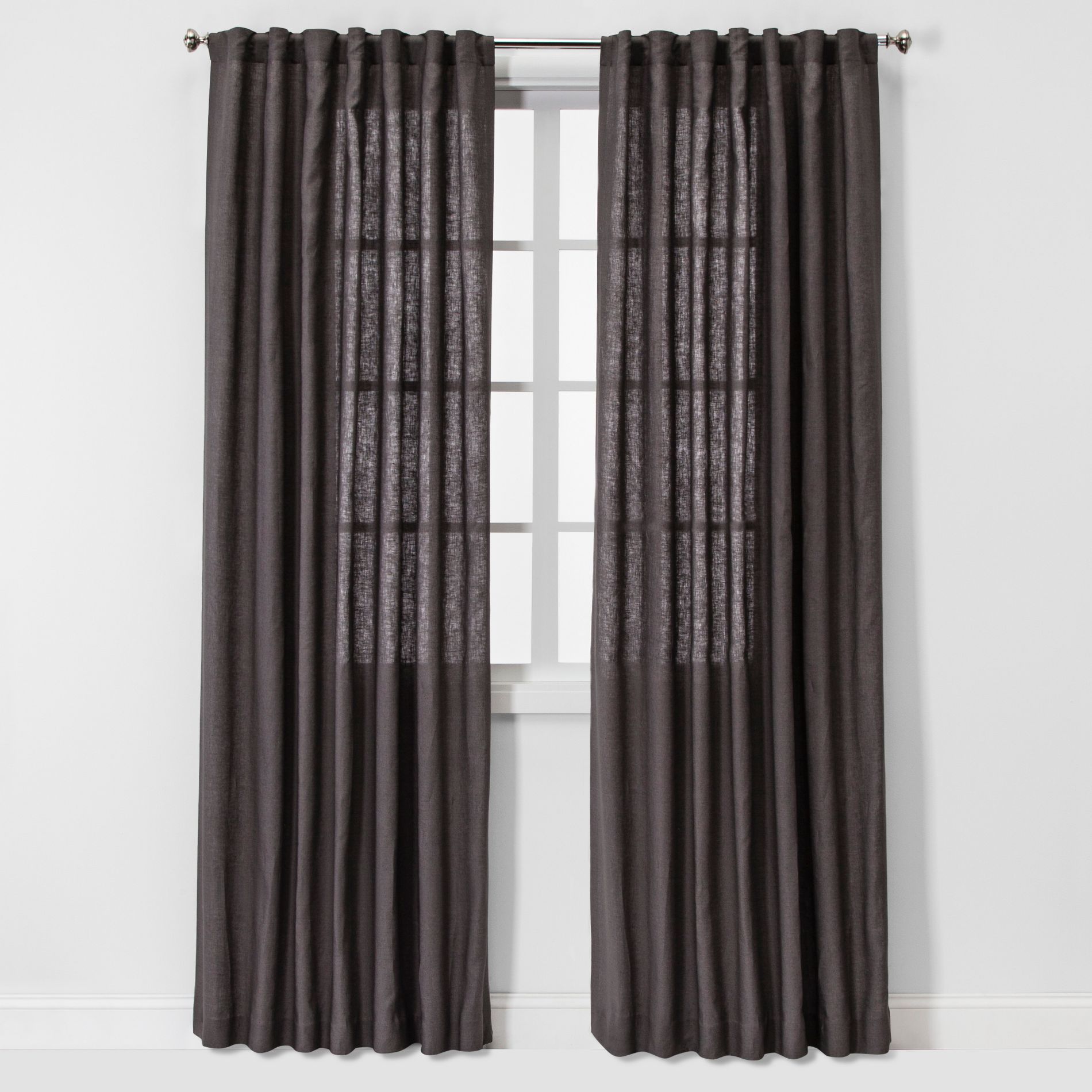 1pc 54"x108" Light Filtering Linen Window Curtain Panel Brown/Dark Gray - Threshold™: Modern Plain Weave, Rod Pocket