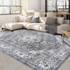 Washable Distressed Floral Print Area Rugs for Bedroom Living Room, Vintage Soft Non Slip Dining Room Carpet - 2 of 4