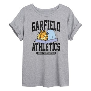 Women's - Garfield - Athletics Couch Potato Division Oversized Graphic T-Shirt - 1 of 4