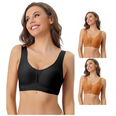 INSPIRE CHIC Women's Wirefree Lightly Breathable Workout Yoga Exercise Comfort Sports Bra 3 Packs