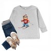 Skiing Bear Watercolor - Toddler Long Sleeve Graphic Tee - 3 of 4