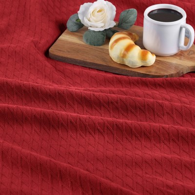 Classic Diamond Weave Cotton Blanket, King, Burgundy Blue Nile Mills Target