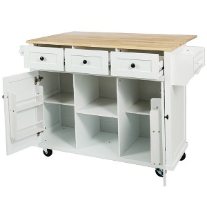 NicBex 3 Drawer Rolling Kitchen Island Cart with 3 Cabinets and Drop Leaf,Kitchen Island on Wheels with 2 Racks,Modern Island Table for Kitchen - 1 of 4