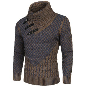COOFANDY Men's Knitted Turtleneck Sweater Long Sleeve Slim Fit Designer Shawl Collar Pullover - 1 of 4