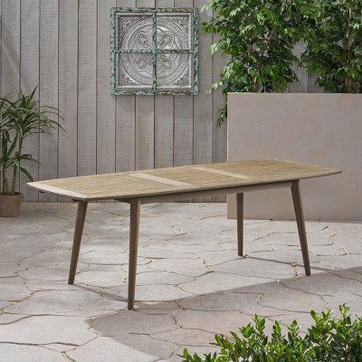Coolbibila-Expandable Dining Table, Outdoor Table With Acacia Wood, Patio Dining Table Wood With Expandable Design From 71 Inches To 94 Inches