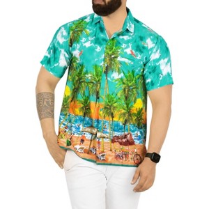 LA LEELA Mens Hawaiian Shirts Short Sleeve Button Down Shirt Men's Casual Shirts Holiday Tropical Beach Summer Shirts for Men Funny - 1 of 4
