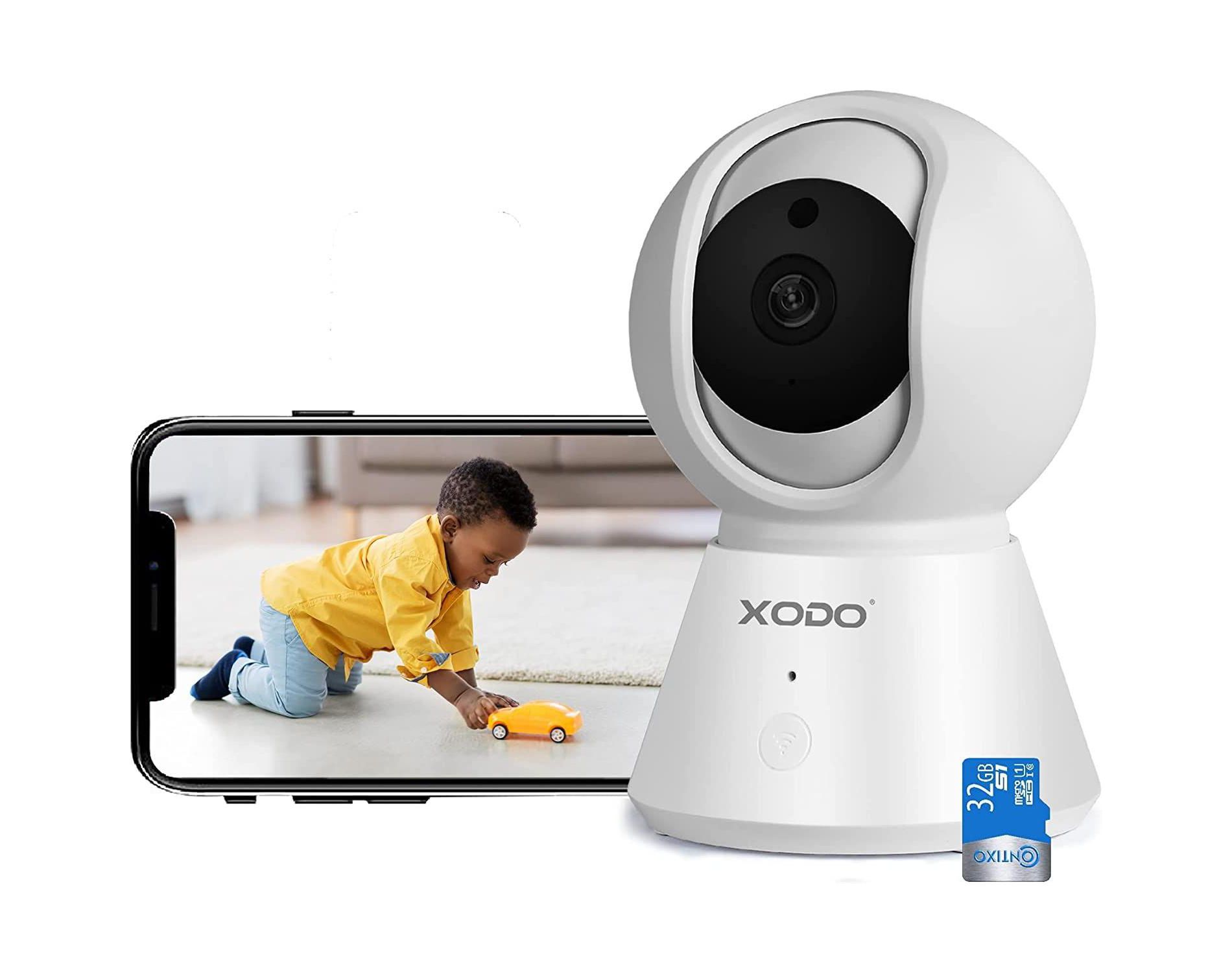 XODO E6 Wireless Security Camera 1080P HD Indoor WiFi Plug-in Cam with 32GB SD Card, Motion Detection, 2-Way Audio, Night Vision