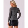 Allegra K Women's Shiny Glitter Round Neck Long Sleeve Sparky Mesh Blouse - 3 of 4