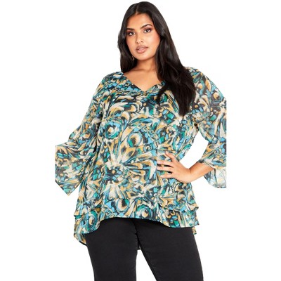 Avenue Women's Plus Size Rosie Layer Print Top