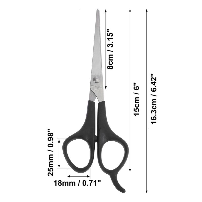 Unique Bargains Men Women Stainless Steel Straight Scissors Hair Clippers for Long Short Thick Hard Soft Hair Silver Tone 6.42" 1 Pc, 2 of 5