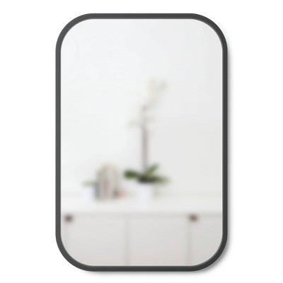 Umbra Hub 38'' Black Rectangular Rubber Rimmed Mirror