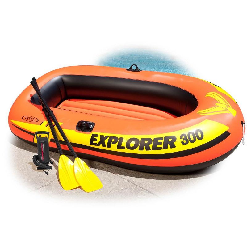 Intex Explorer 300 Compact Inflatable Three Person Raft Boat | 58332EP, 4 of 7