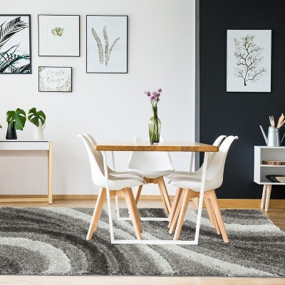 Gray Geometric Shag 5' x 7' Synthetic Area Rug
