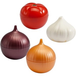 Hutzler Classic Food Savers, Set of 4, Includes Yellow and Red Onion, Tomato and Garlic Storage Containers - 1 of 4