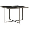 vidaXL 9 Piece Patio Dining Set with Cushions - Gray Poly Rattan, Tempered Glass - Garden, Backyard, Outdoor Furniture - 3 of 4