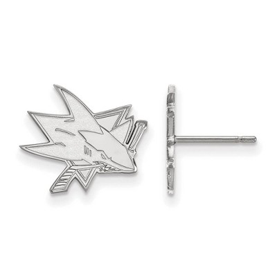 Black Bow Jewelry 14k White Gold San Jose Sharks NHL Stud Earrings