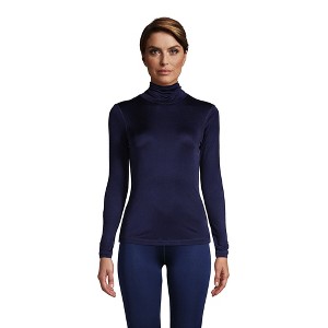 Lands' End Women's Silk Interlock Turtleneck Long Underwear Top - 1 of 4