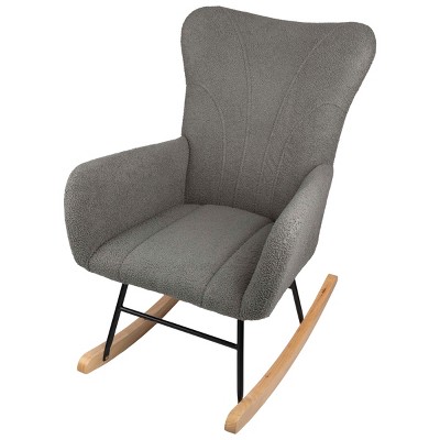 Rocking Chair Teddy Fabric Upholstered Chair Ergonomic Modern Rocker