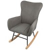Rocking Chair Teddy Fabric Upholstered Chair Ergonomic Modern Rocker - 2 of 4