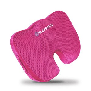 Refurbished Sleepavo Pink Memory Foam Seat Cushion for Office Chair - Pillow for Sciatica, Coccyx, Back, Tailbone & Lower Back Pain Chair Pad (Pink) - 1 of 4