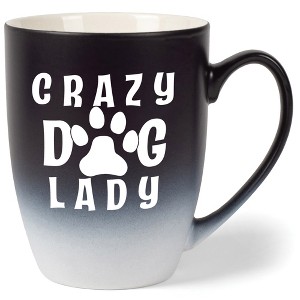 Elanze Designs Crazy Dog Lady Two Toned Ombre Matte Black and White 12 ounce Ceramic Stoneware Coffee Cup Mug - 1 of 1