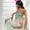 Coolmee Women Vintage Spaghetti Strap Sexy Low Cut Backless Floral Satin Slip Bodycon Maxi Dress - 2 of 4