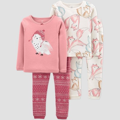 Image of Toddler Girls' 4pc Owl/Fox Pajama Set - Just One You® made by carter's Pink 5T