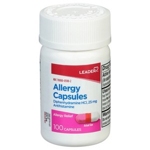 Leader 25 mg Allergy Relief 100 Capsules - 1 of 4