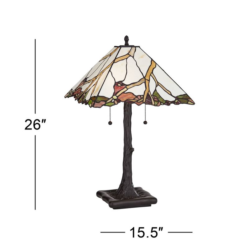 Robert Louis Tiffany Cherry Rustic Table Lamp 26" High Dark Bronze Cherry Blossom Stained Art Glass Shade for Bedroom Living Room Bedside Nightstand, 4 of 10