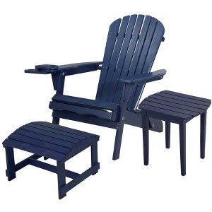 Jiallo Foldable Adirondack Chair with cup holder Bristro Set with Ottoman - 1 of 4