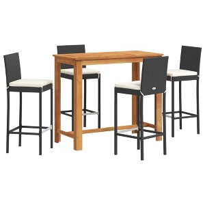 vidaXL Patio Bar Set Outdoor Garden Furniture Solid Wood Acacia and Poly Rattan - Black 4 Piece - 1 of 4
