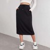 Coolmee Women's Midi Skirt Drawstring Elastic High Waist A-Line Sweat Skirts with Pockets - 4 of 4