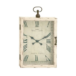 Wooden Pocket Watch Style Wall Clock with Hinged Door White - Olivia & May - 1 of 4