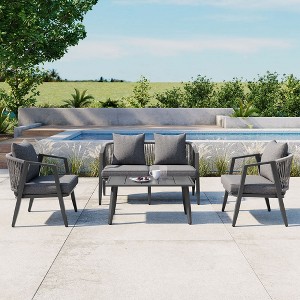 FIONECA U_STYLE Outdoor Seating Set, Durable & Comfortable Patio Conversation Furniture for Garden, Lawn, Poolside - 1 of 4
