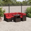 vidaXL Patio Sofa Set with Cushions and Table Outdoor Garden 8 Piece Poly Rattan - Brown - 2 of 4