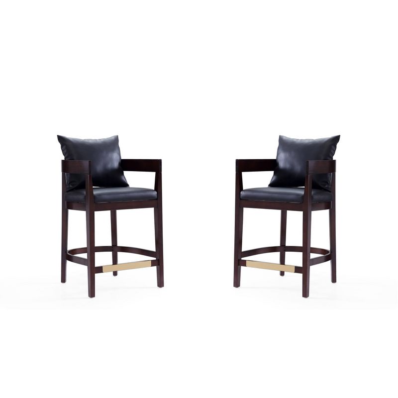 Set of 2 Ritz Upholstered Beech Wood Counter Height Barstools Black - Manhattan Comfort, 1 of 9