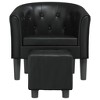 VidaXL Tub Chair Black Faux Leather Upholstered Accent Chair with Padded Armrests - Single Seater - 3 of 4