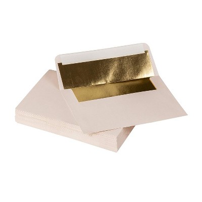 50-Pack A7 Bronze Foil Lined Envelopes for 5"x7" Announcements, Photos, Wedding Invitations, Off-White