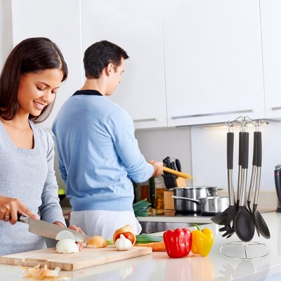 Hastings Home Classic Cuisine 7-Piece Cooking Utensil Set – Stainless Steel & Silicone Kitchen Tools with Holder, Heat Resistant & Nonstick Safe — фото 6