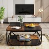 Hommoo Square Coffee Table, 39" Central Cocktail Table with 2-Tier Shelves - 2 of 4