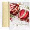 Masterpiece Studios Holiday Collection 18-Count Boxed Christmas Cards with Foil-Lined Envelopes, 7.8" x 5.6", Embossed Red & Gold Ornaments (849900) - 2 of 2