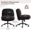 Cross-Leg Chair on Wheels: Wider Thick Seat, Swivel Ergonomic Desk/Vanity, Black - 2 of 4