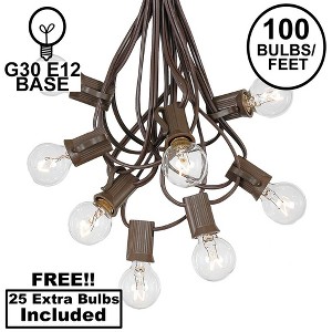 Novelty Lights 100 Feet G30 Globe Outdoor Patio String Lights, Brown Wire - 1 of 4