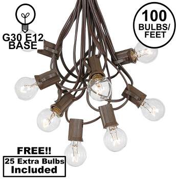 Novelty Lights 100 Feet G30 Globe Outdoor Patio String Lights, Brown Wire