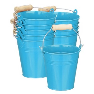 Unique Bargains Galvanized Metal Rustic Durable Multipurpose Small Metal Bucket 10 Pcs - 1 of 4