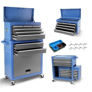 Tool Cart With 7 Organizer Tray Divider Set & Wheels, Large Rolling Tool Box Organizer For Garage, Workshop, Home Crafts - 1 of 4