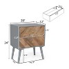 Gulches Gray Framed Finish 24 Inches High Nightstand 2 Natural Finish Drawers Gray Legs - 4 of 4