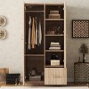 Armoire Closet With Hanging Rod And 3 Fixed Shelves, Modern Clothing Storage -Cuddlewood - 2 of 4