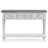 LuxenHome Distressed White Wood and Metal 3-Drawer 1-Shelf Console and Entry Table
